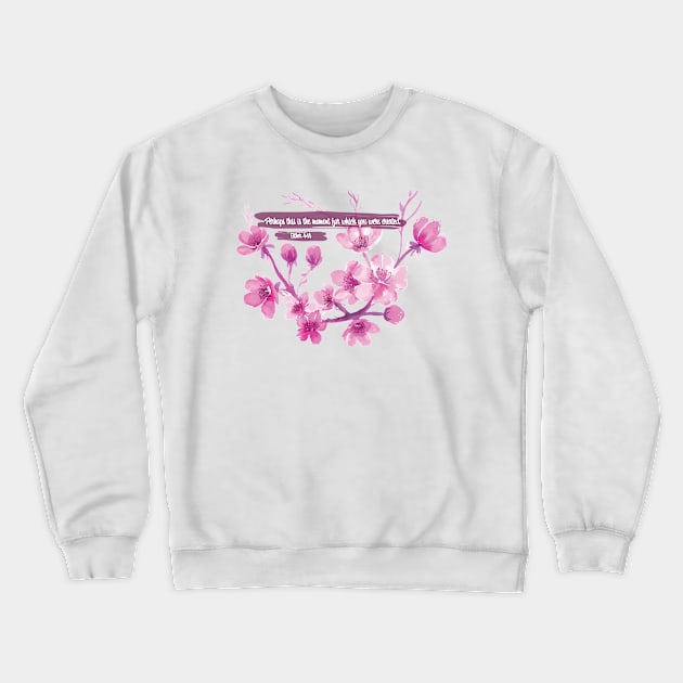 Perhaps this is the moment for which you were created | Bible art Crewneck Sweatshirt by Harpleydesign